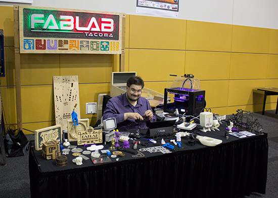 At the end of the row, FabLab were showing how quickly they could 3D print custom designs