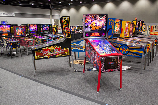 Machines on the left side of the show floor