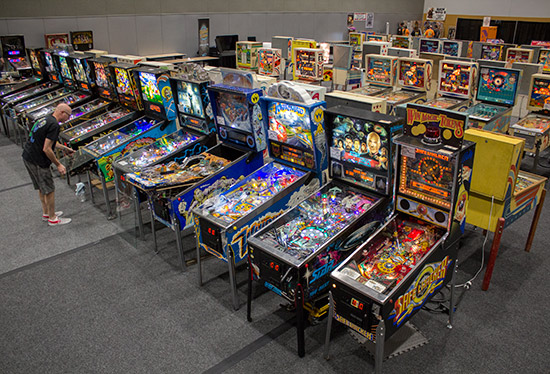 Pinballs on the right side of the hall