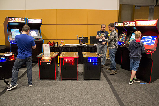 Red Floor Arcade's multi-game cabinets