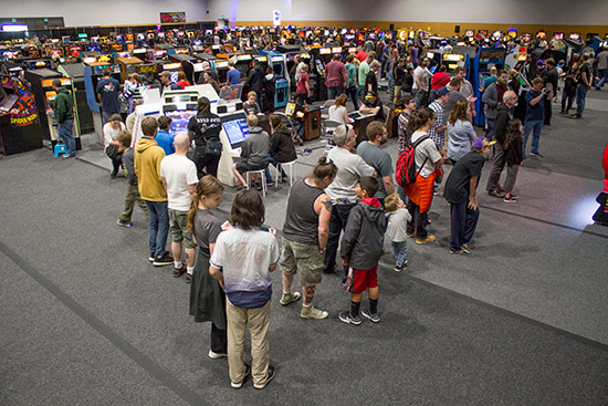 The queue to play the World's Largest Space Invaders