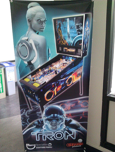 Closeup of the Tron poster. Doesn't she look good? I'm talking about the pinball machine - get your mind out of the ball trough.