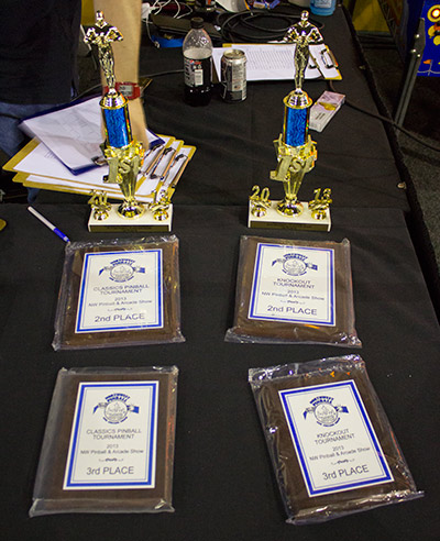 Trophies and plaques for the tournament winners