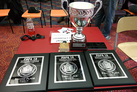 Division C Trophies and plaques waiting to be claimed