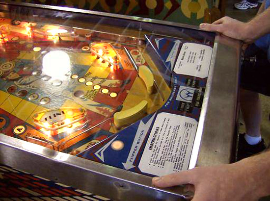 Banana flippers.  They never did catch on. What era of pinball could possibly produce such a crazy idea?   