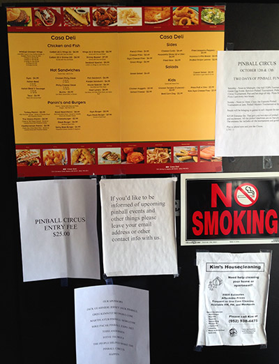 The menu with other notices