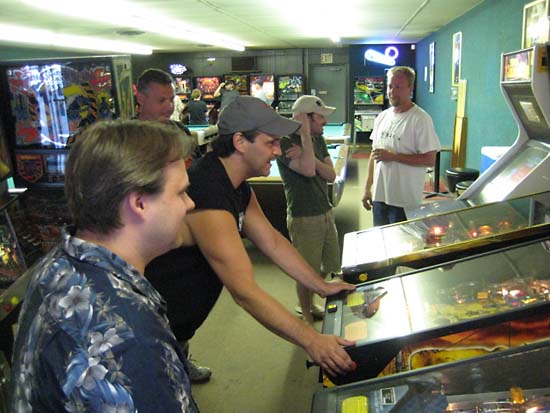 Some of the first round competitors at the second Pinball Picnic