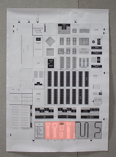 The show floor plan - the pinball area is highlighted