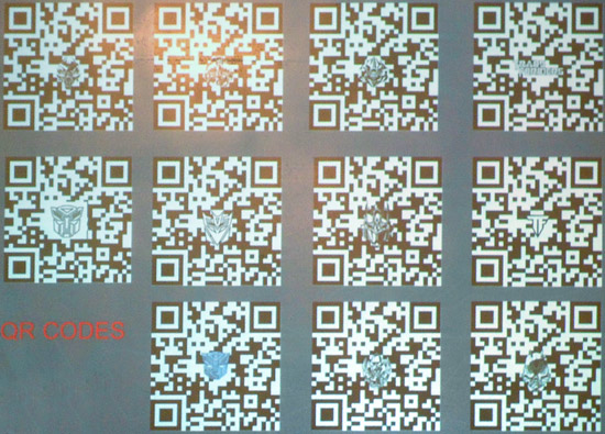 Some of the QR codes used in Transformers