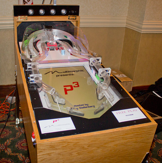 The P3 pinball platform with the glass cover removed