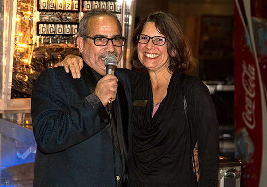Master of Ceremonies, Auctioneer and community booster Chuck DiGuida appears with Alameda Mayor Trish Spencer Herrera