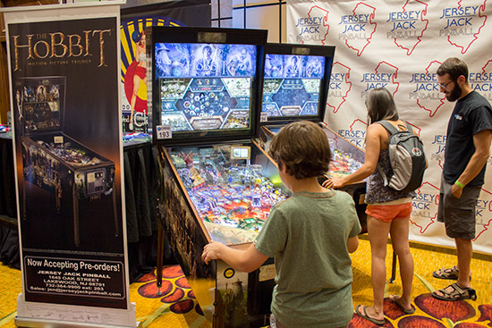 Two The Hobbits were on the Jersey Jack Pinball stand, with another one elsewhere in the hall