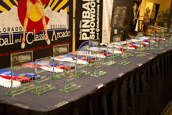 Trophies for the tournament winners and best-in-show machine owners