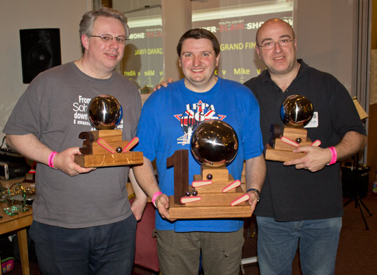 The top three (L-R):  Mike Parkins (third), Franck Bona (1st) and Albert Medaillon (2nd)