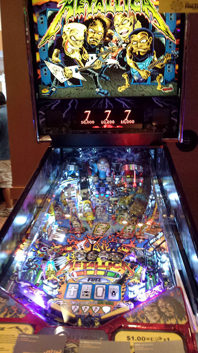 Metallica with artwork and lighting mods by Pinball Refinery