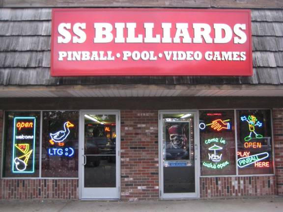 A current picture of front of the world famous SS Billiards