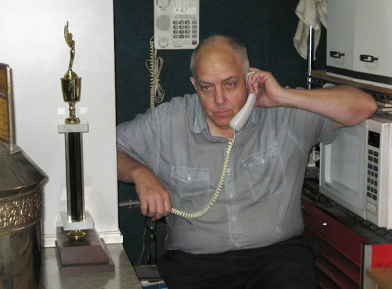 Lloyd on the phone with local CBS television news