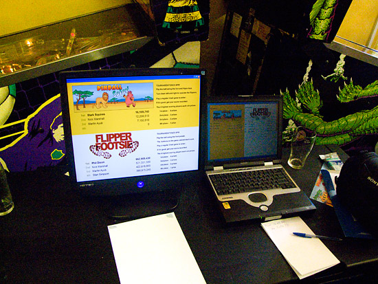 Scores were entered on a laptop computer and displayed on a monitor