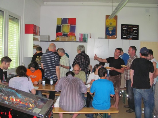 Lunch time, in the smaller of the two games rooms