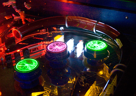 The plasma disks on the pop bumpers