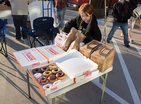 No time for breakast?  Free donuts and coffee from the DFW Pinball & Arcade Club