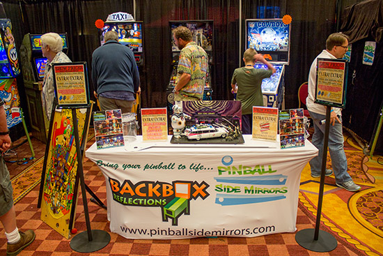 Pinball Side Mirrors had some demonstrator games to showcase their products