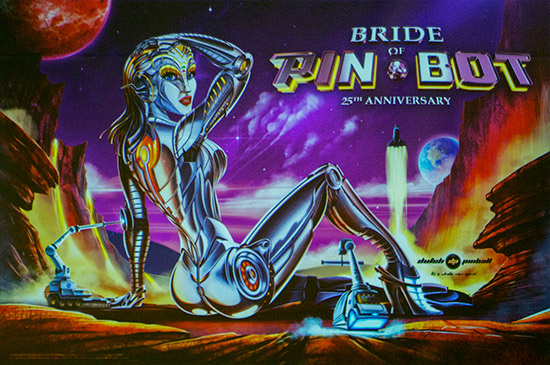 The Bride of Pinbot 25th Anniversary translite