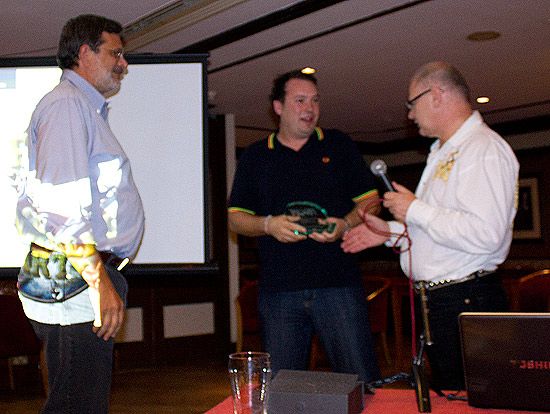 Will Barber collects the award on Dave Roberts' behalf