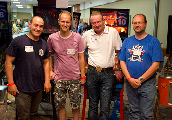 The four UK Pinball Open finalists - Craig, Greg, Phil and Johan