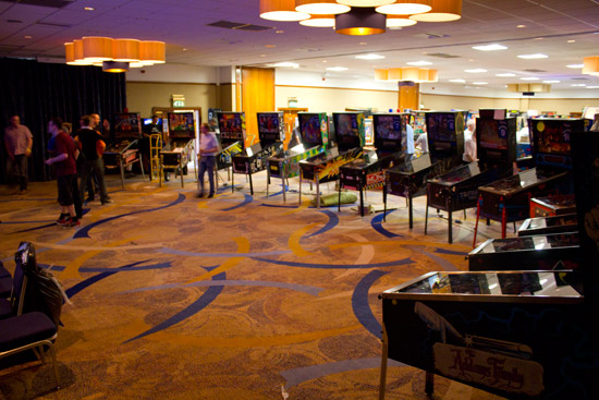The loading doors are closed, the lights dimmed and the tournament machines arranged