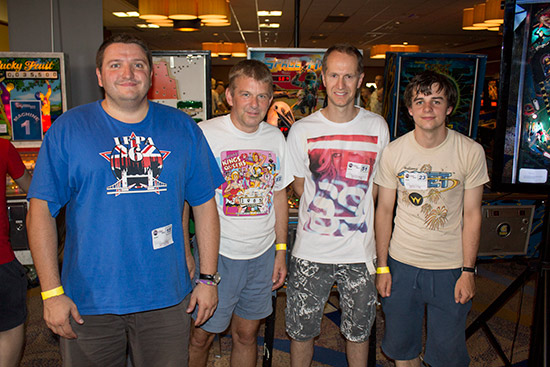 The UK Pinball Classic finalists:  Franck Bona, William Dutton, David Dutton and Greg Mott