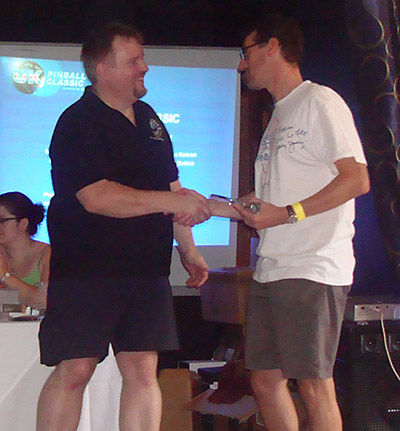 Fabien collects his Best Pre-DMD award from Andy