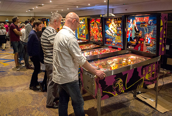 Some of the games at the UK Pinball Party