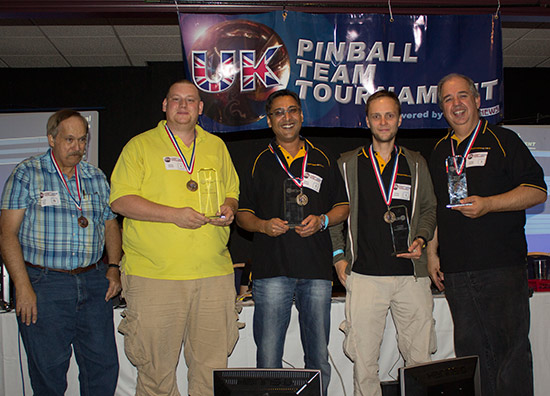 The winners of the UK Pinball Team Tournament 2014, Surrey Pinball