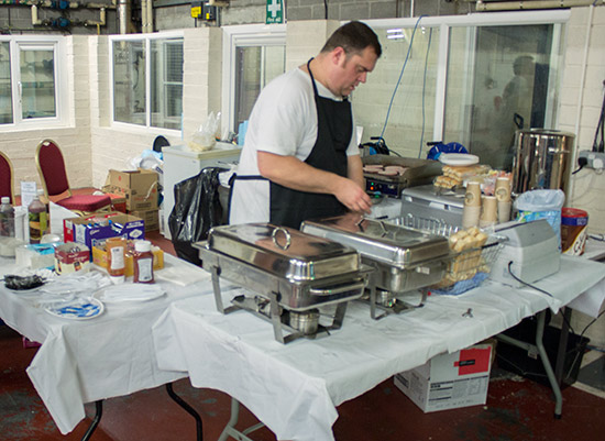 Cooked food and hot drinks were prepared on-site