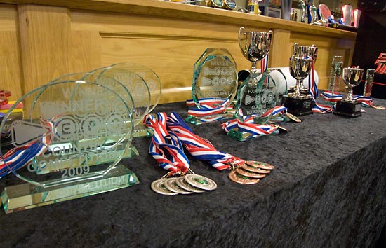 The trophies and medals for the top players