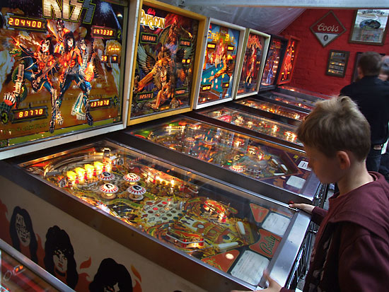 Six of the machines in the Welsh Classic Pinball Open