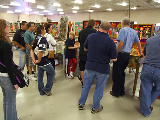 Players in the mechanical pinball tournament