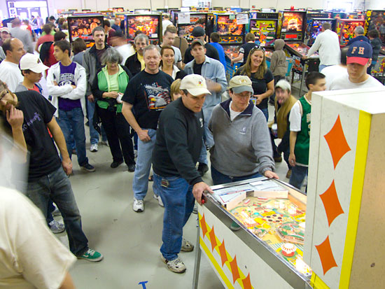 Players take part in the Doubles Pinball Tournament