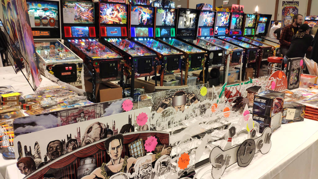 Great American Pinball had an impressive display of machines and merchandise