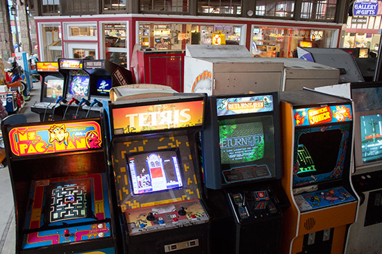 The classic video arcade games can be found outside