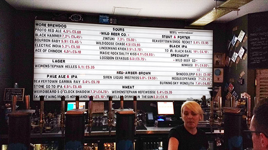 One of the beer lists