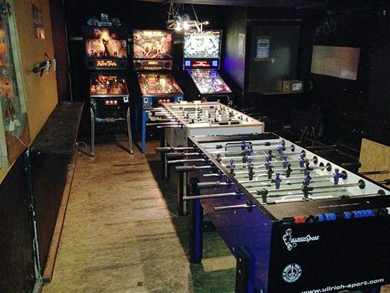 Foosball and pinball tables