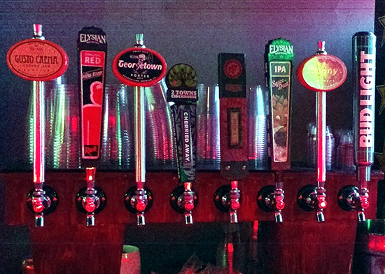 The draft beer selection