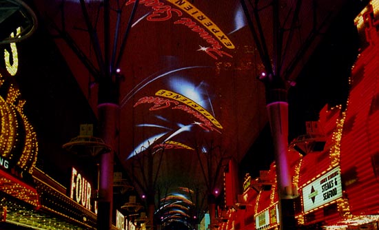 The video screen with the casino lights on