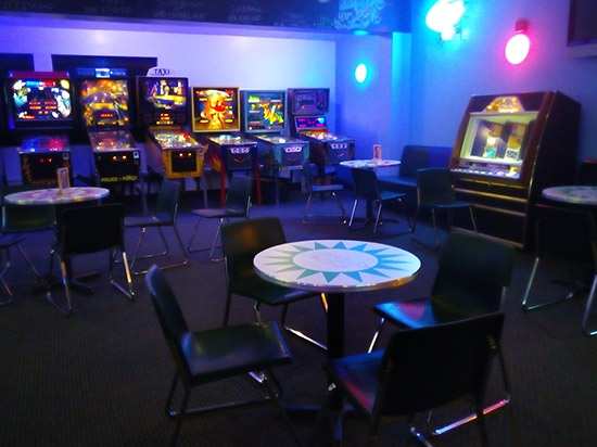 The decor of The Pinball Lounge
