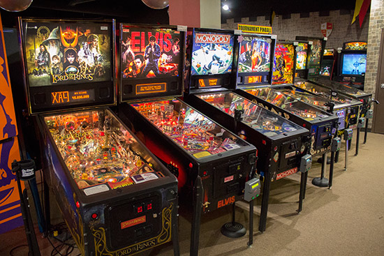 The Lord of the Rings leads off this row of seven pinballs