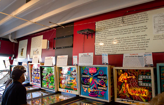 History of pinball shown on the walls