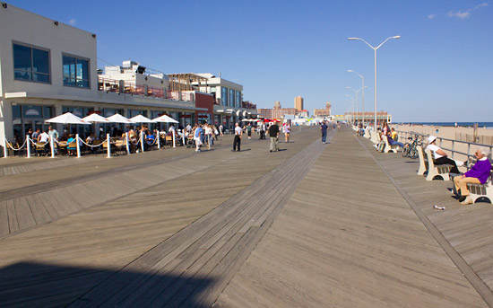 The other end of the boardwalk in the shadow of... 