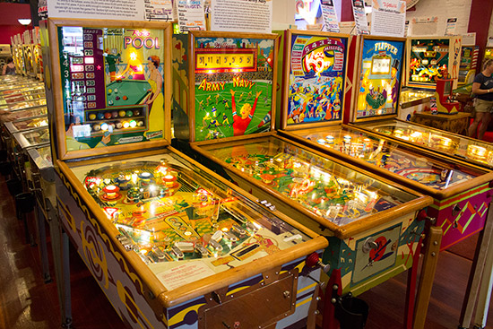 The four pinballs at the front of the collection